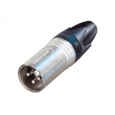 Conector XLR Macho cabo, contato em Prata, borda niquelada - NC3MXX